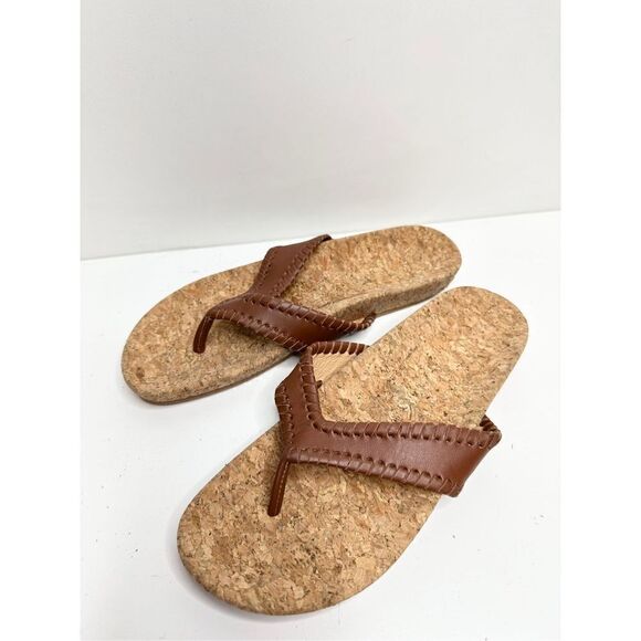 Jack Rogers Sandals Womens Size 6 Brown Leather Thelma Flip Flop - Picture 4 of 11